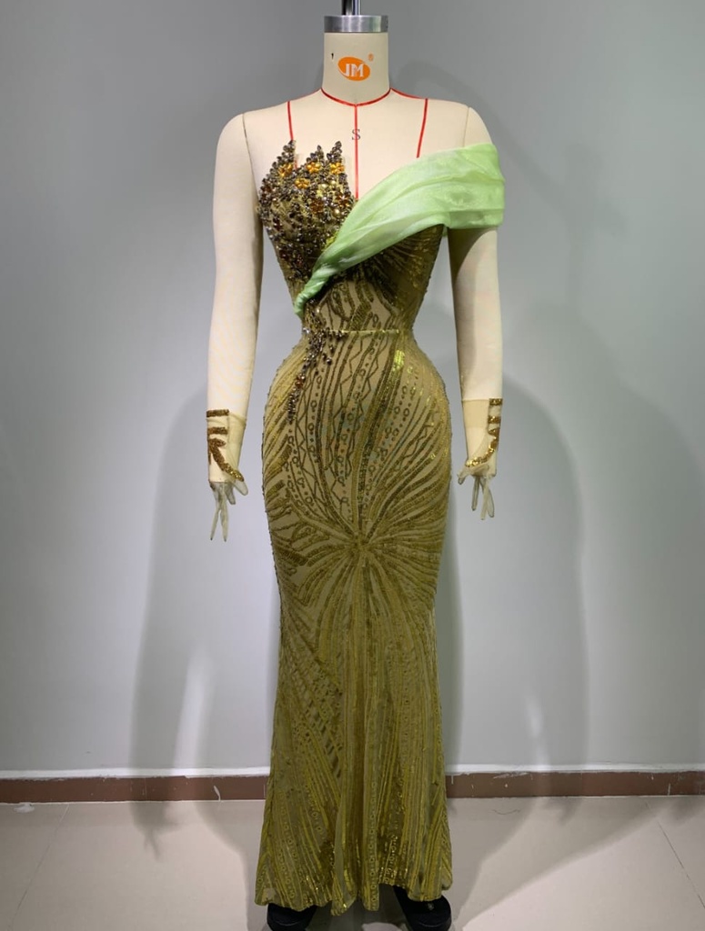 GIGI EVENING DRESS WITH GLOVES